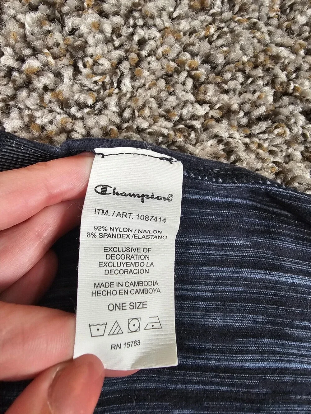 Champion OS One Size Infinity Scarf Shawl Jersey Knit Athletic Gray Black